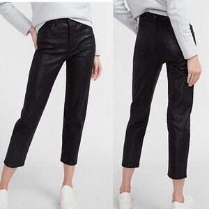 Express High Waisted Coated Snakeskin Mom Jeans